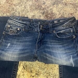 Miss Me distressed Blue Jeans book cut size 29